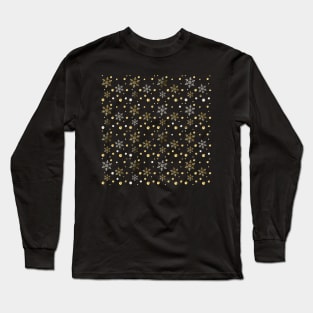 Gold Snowflakes & Confetti Pattern Hello Winter Holiday Christmas & Happy New Year Decoration Long Sleeve T-Shirt